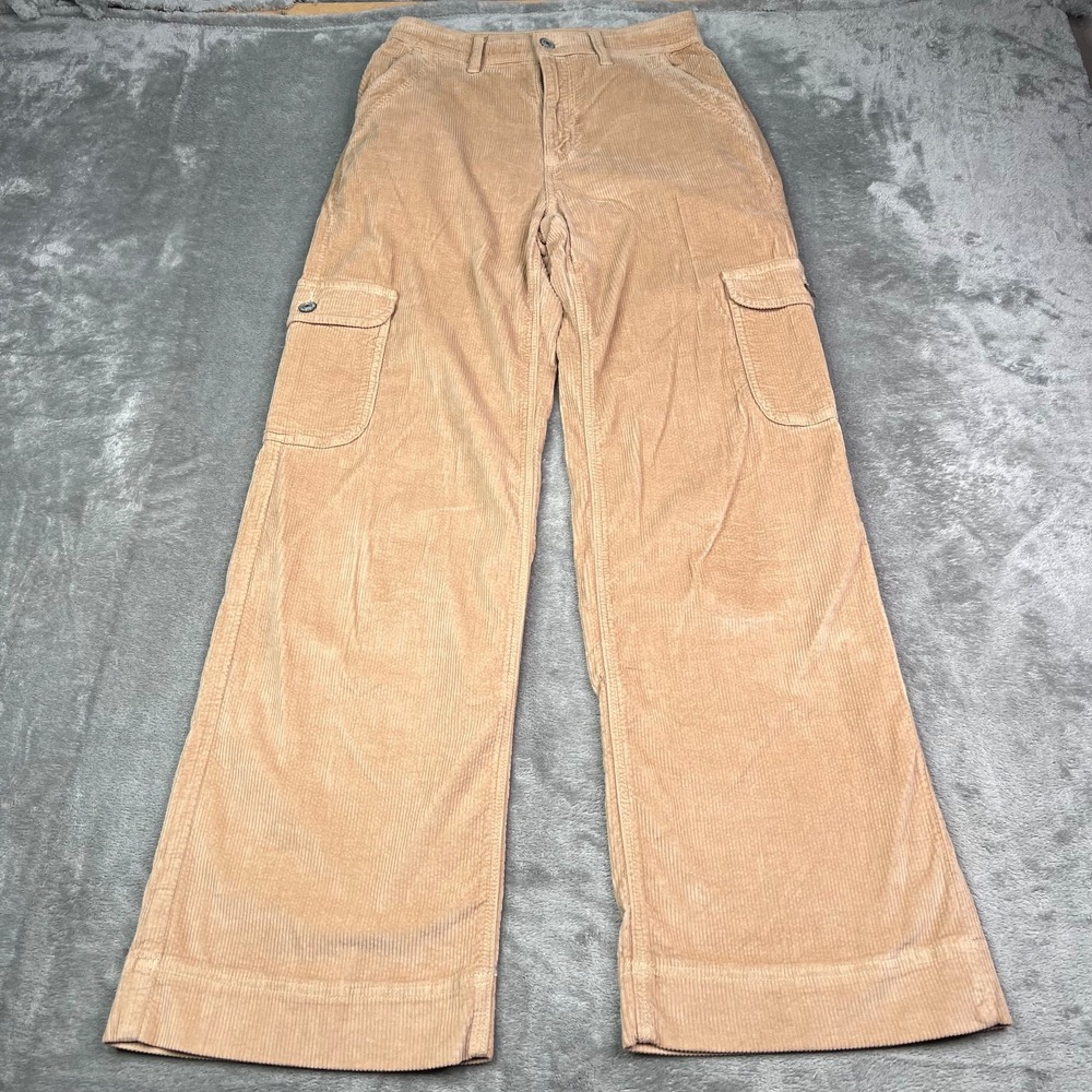 American Eagle Jeans Womens 00 Tan Corduroy Super High Rise Wide Leg Baggy Cargo - Picture 1 of 16